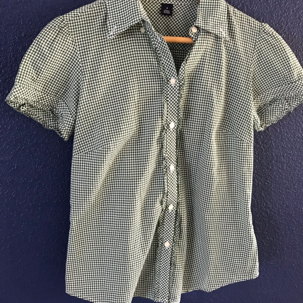 GAP Green Checkered Women's Top
